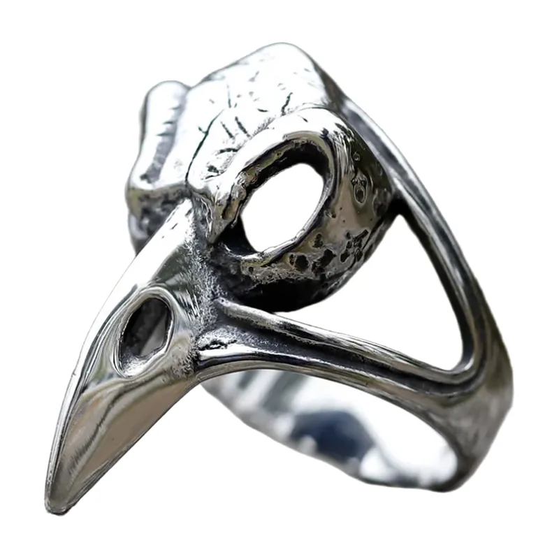 Wikinger Krähenkopf Statement-Ring, Edelstahl