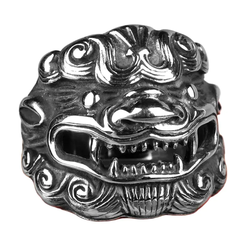 Anello Statement Testa di Kirin, Acciaio Inossidabile 316L