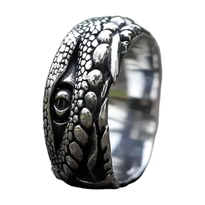 Krokodil-Ring mit Zirkonia aus Edelstahl