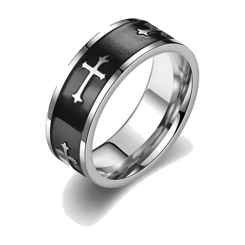 Bague à Motif Croix, Acier Inoxydable 316L
