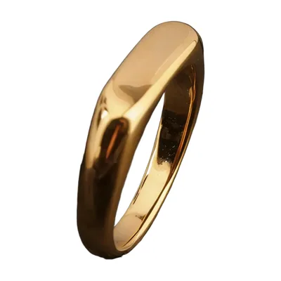 Anillo Sello Geométrico, Acero Inoxidable Dorado Pulido