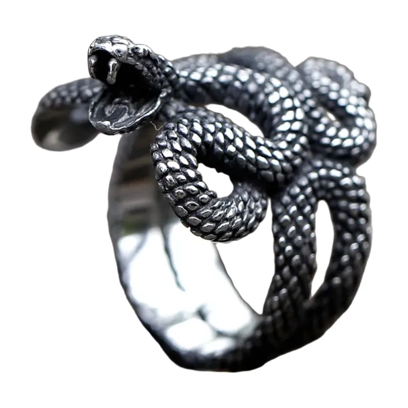Anello a Serpente con Scaglie Texture, Acciaio Inossidabile