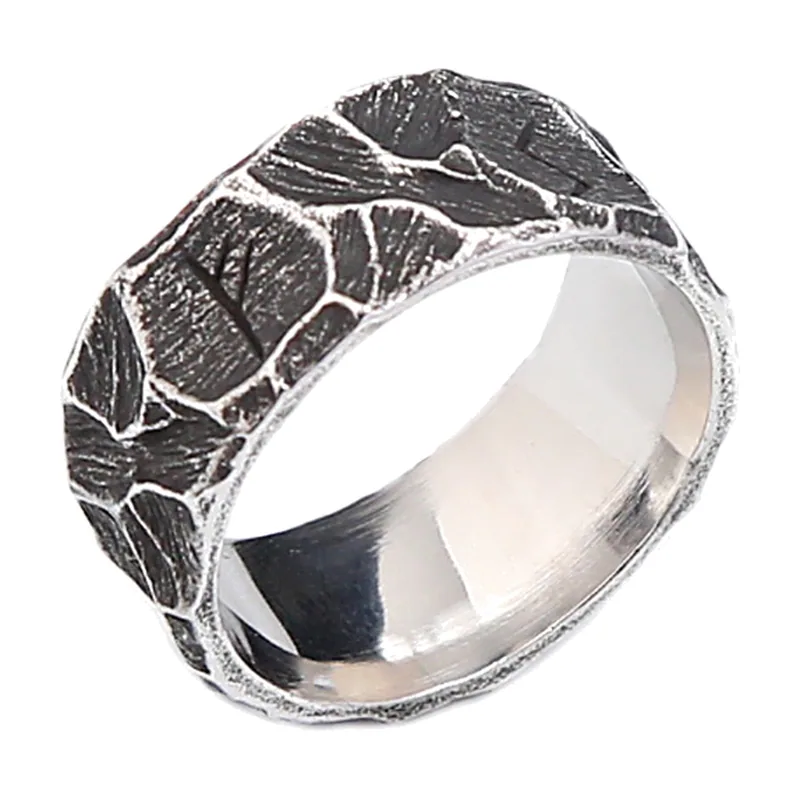 Nordischer Wikinger Runenring mit Antik-Finish, Edelstahl