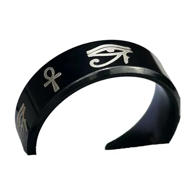 Anillo Ojo de Horus y Ankh, Acero Inoxidable