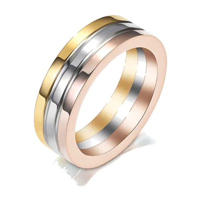 Anillo de Banda Tricolor, Acero Inoxidable 316L Pulido
