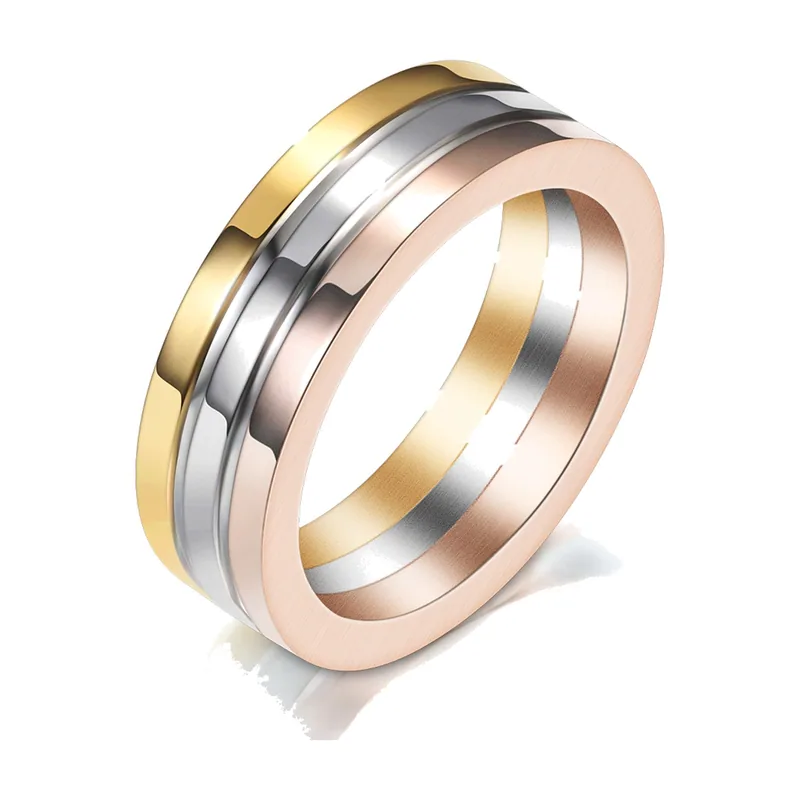 Dreifarbiger Herrenring, polierter 316L Edelstahl