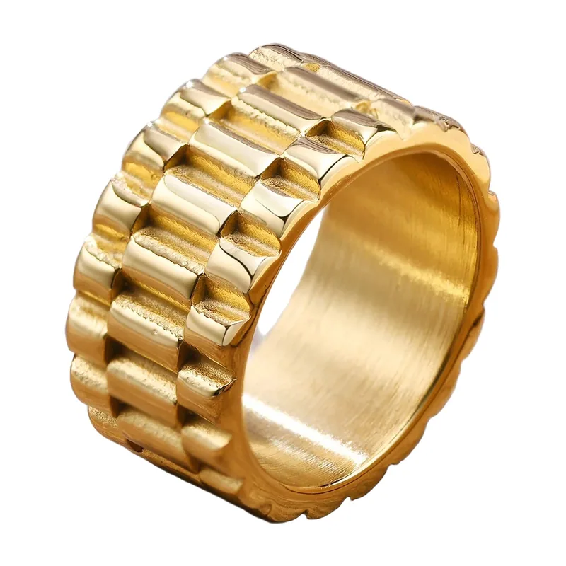 Bague style bracelet de montre, Acier Inoxydable Doré