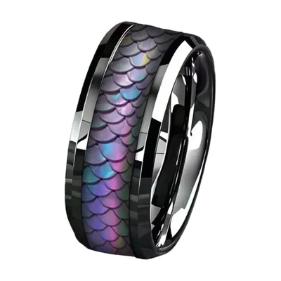 Anillo de banda con motivo de escamas de dragón, Acero 316L