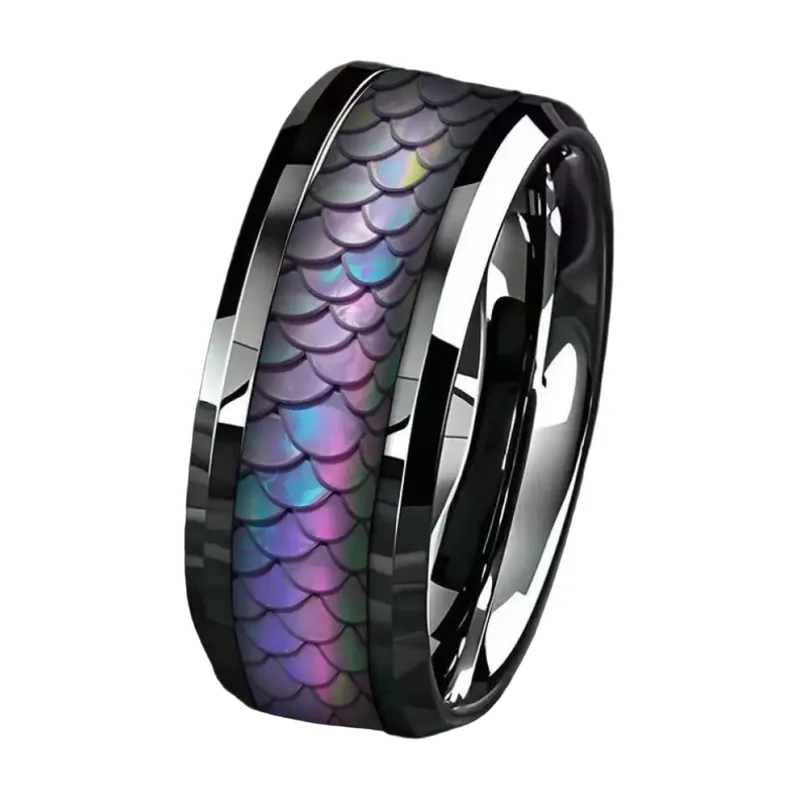 Dragon Scale Pattern Band Ring, 316L Stainless Steel