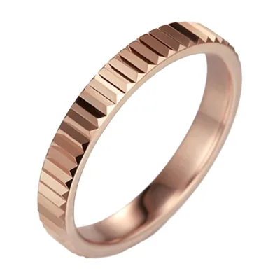 Anillo de Banda Texturizado Oro Rosa, Acero Inoxidable