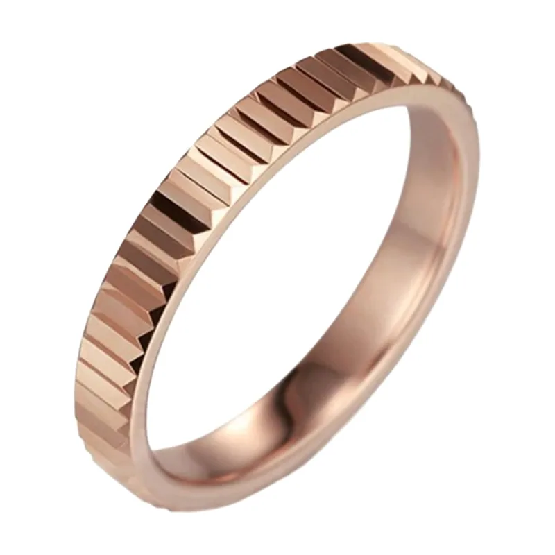Anillo de Banda Texturizado Oro Rosa, Acero Inoxidable