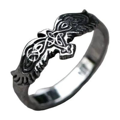 Adler-Ring mit nordischen Knotenmustern, Edelstahl 316L