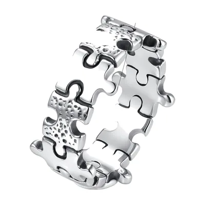 Anillo de Piezas de Puzzle, Acero Inoxidable Pulido 316L