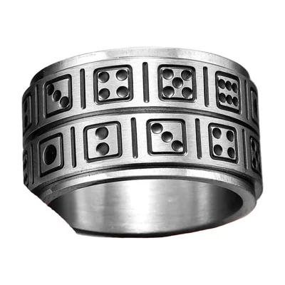 Herren Spinner-Ring mit Würfel-Motiv, Edelstahl 316L