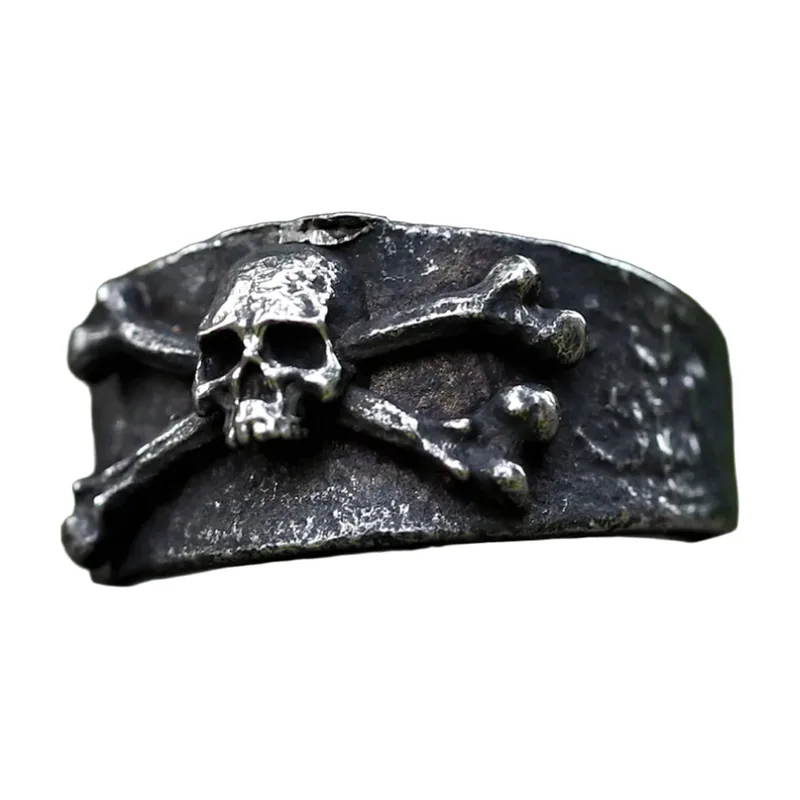 Anello Teschio e Aegishjalmur, Acciaio Inossidabile Antico