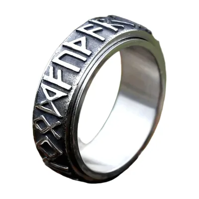 Bague Runes Vikings pour Homme, Acier Inoxydable 316L