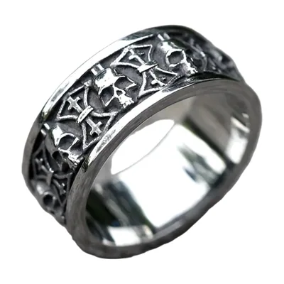 Aegishjalmur and Skull Ring, 316L Stainless Steel