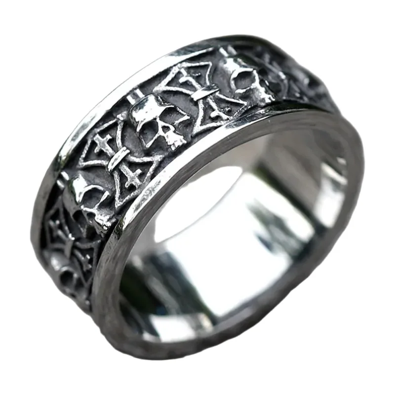 Aegishjalmur and Skull Ring, 316L Stainless Steel