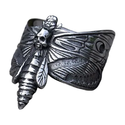 Bague Skull et Papillon, Acier Inoxydable 316L