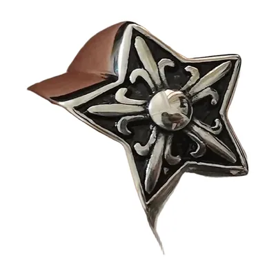 Anillo Sello con Motivo de Estrella, Acero Inoxidable 316L