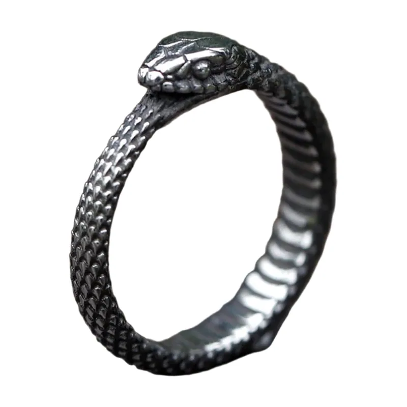 Schlangenkopf-Ring mit Schuppen-Details, Edelstahl
