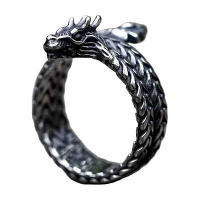 Wikinger Drachenkopf Ring, 316L Edelstahl