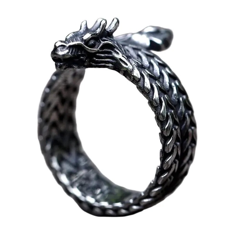 Wikinger Drachenkopf Ring, 316L Edelstahl