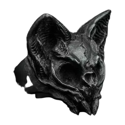 Skull Statement Ring with Antique Finish, Stainless Steel