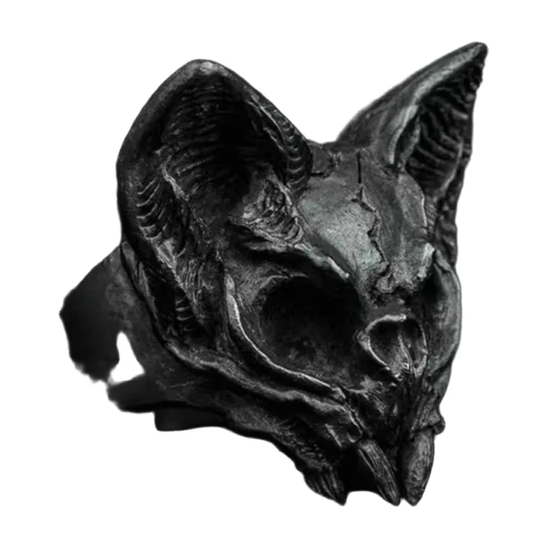 Skull Statement Ring with Antique Finish, Stainless Steel