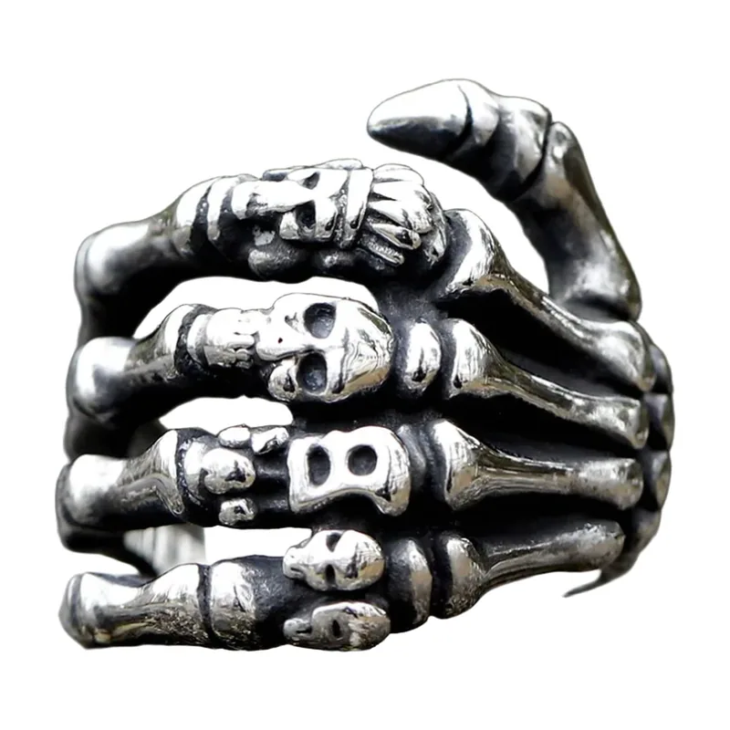 Skeleton Hand Statement Ring, 316L Stainless Steel