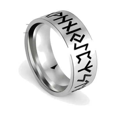 Anillo de Runas Vikingas para Hombre, Acero Inoxidable 316L