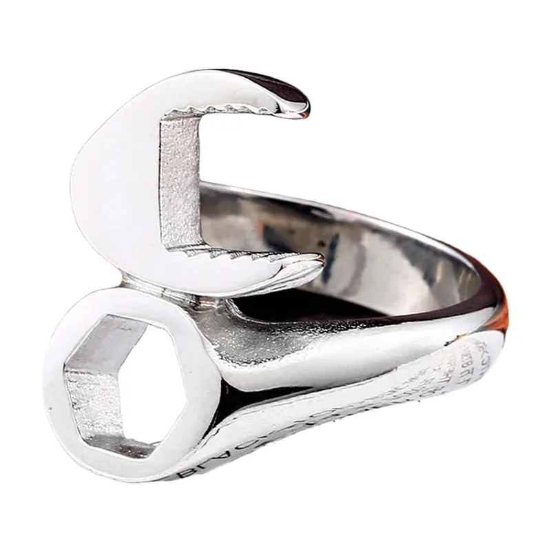 Bague Clé et Écrou Style Industriel, Acier Inoxydable