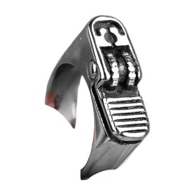 Anillo Statement con Motivo de Cremallera, Acero Inoxidable