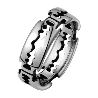 Anillo de Cuchilla de Afeitar, Acero Inoxidable 316L Estilo Punk
