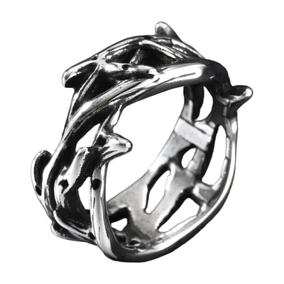 Anillo de banda con diseño de espinas, Acero Inoxidable 316L
