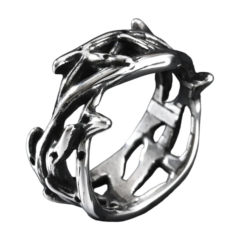 Herrenring mit Dornen-Design, 316L Edelstahl