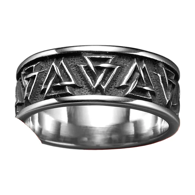 Bague Valknut Triangle, Acier Inoxydable 316L