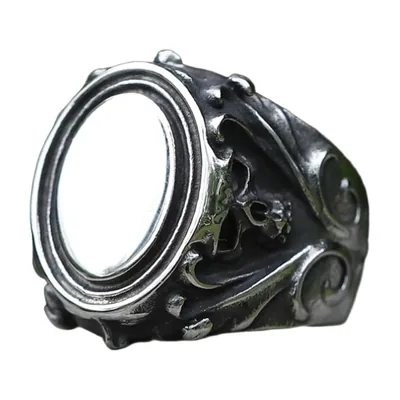 Anillo Sello Gótico con Calaveras, Acero Inoxidable 316L