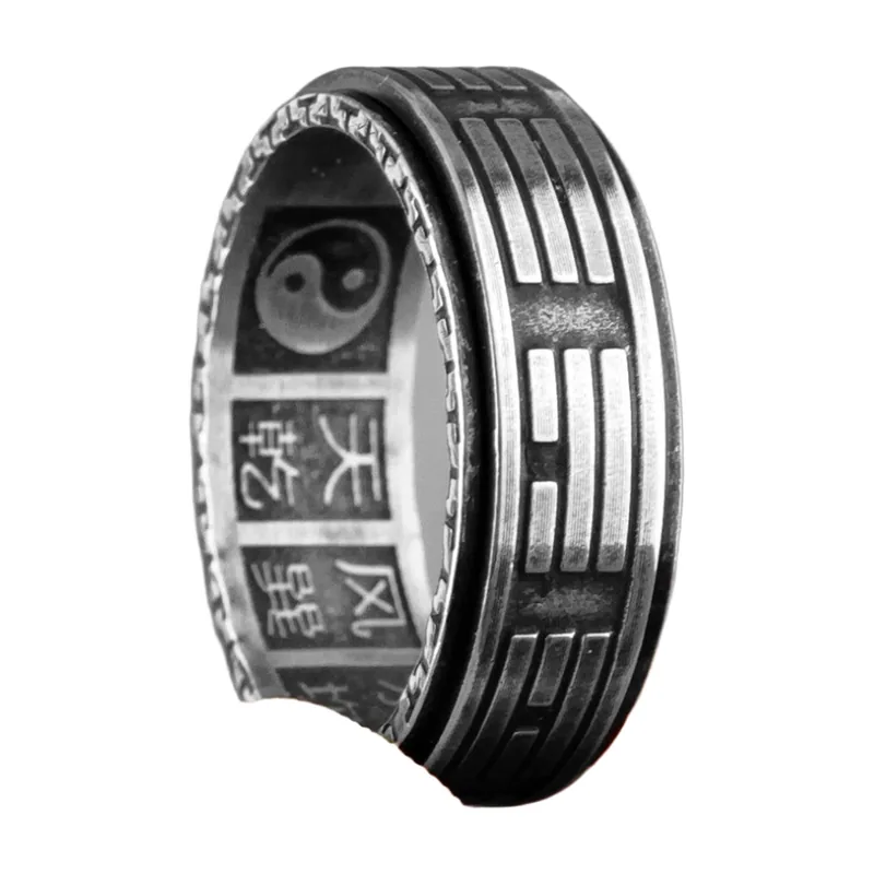 Anillo Spinner Tai Chi Yin Yang de Acero Inoxidable