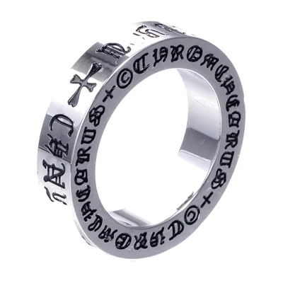 Anillo Gótico con Cruz y Mantra de Seis Caracteres, Acero Inoxidable