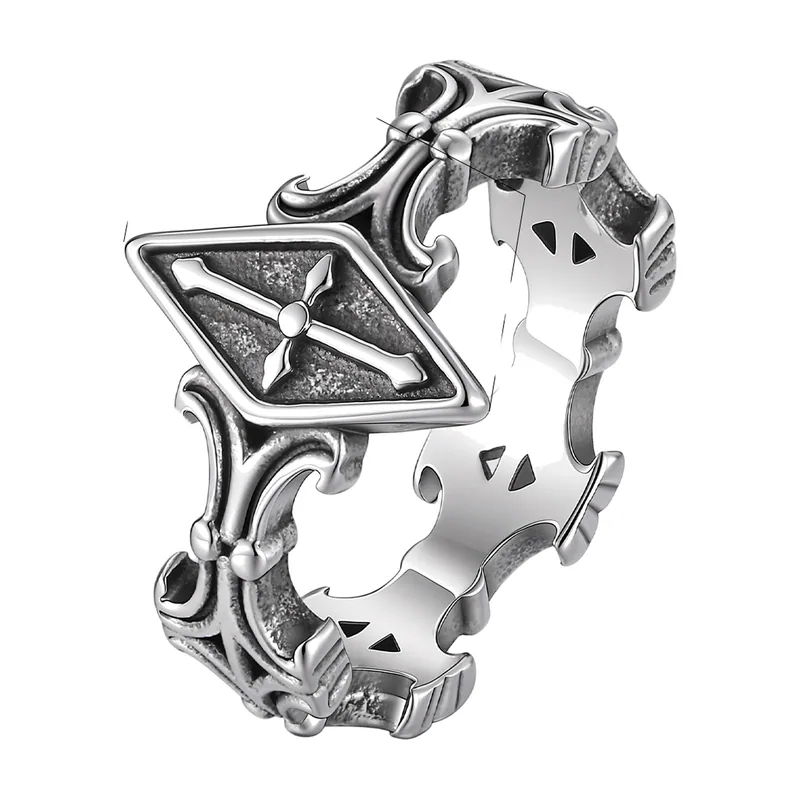 Herren Siegelring mit Kreuz-Motiv, Edelstahl