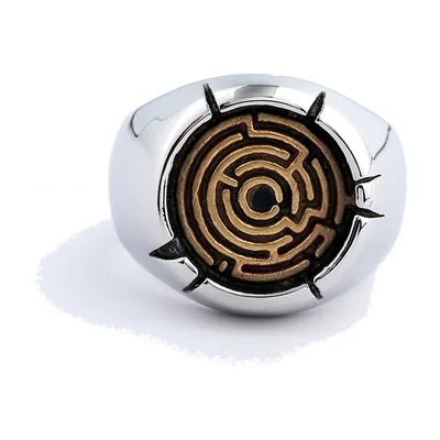 Chevalier Labyrinthe avec Détails Bronze Antique, Acier Inoxydable