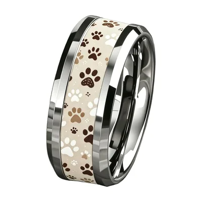 Pfoten-Print Ring für Herren, 316L Edelstahl