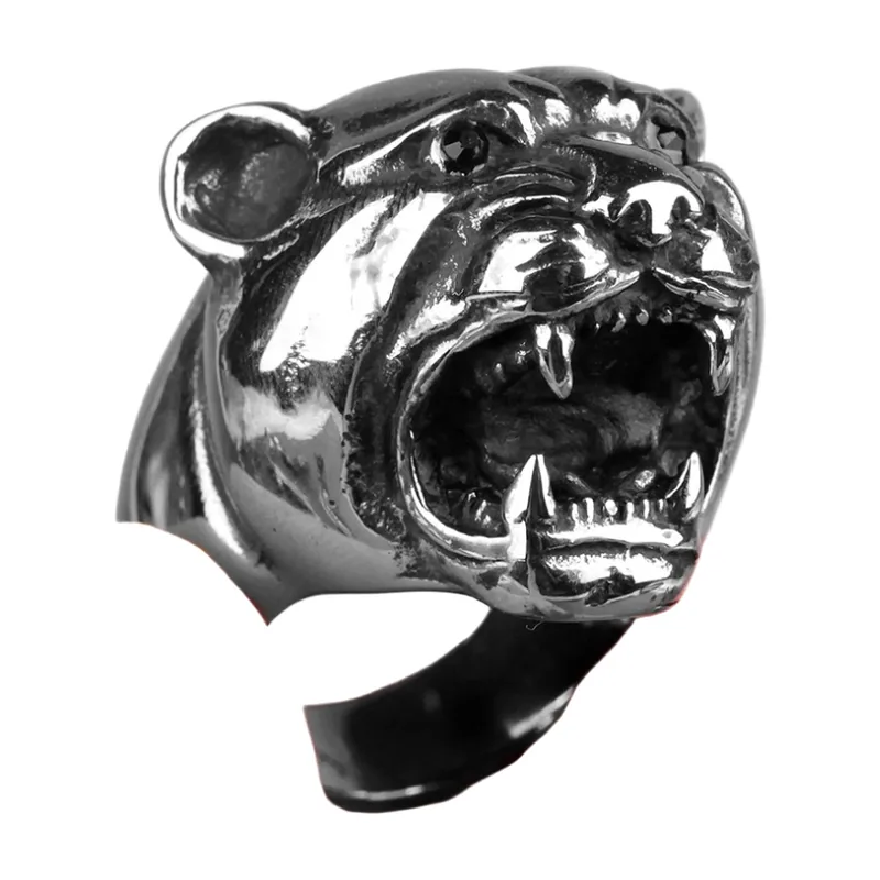 Bague Tête de Léopard, Acier Inoxydable 316L