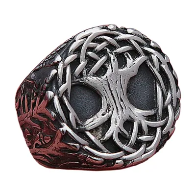 Anello Albero della Vita con Nodi Celtici, Acciaio Inossidabile