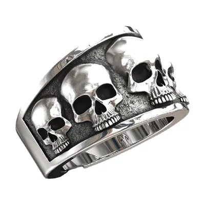 Anello Teschio Gotico Stile Biker, Acciaio Inossidabile 316L