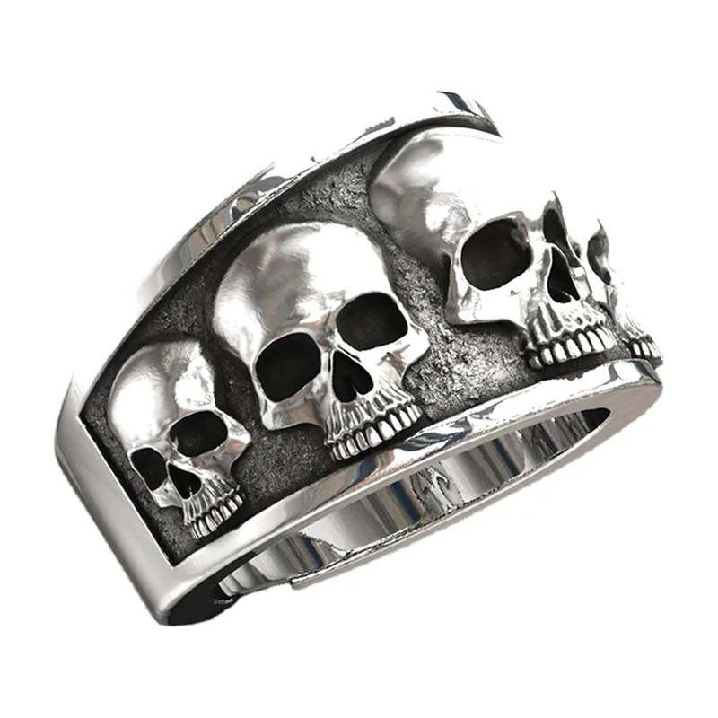 Gotischer Totenkopf-Ring im Biker-Stil, 316L Edelstahl