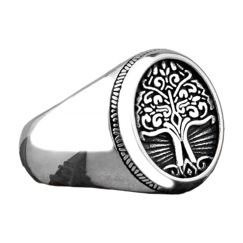 Chevalière Yggdrasil Arbre de Vie, Acier Inoxydable