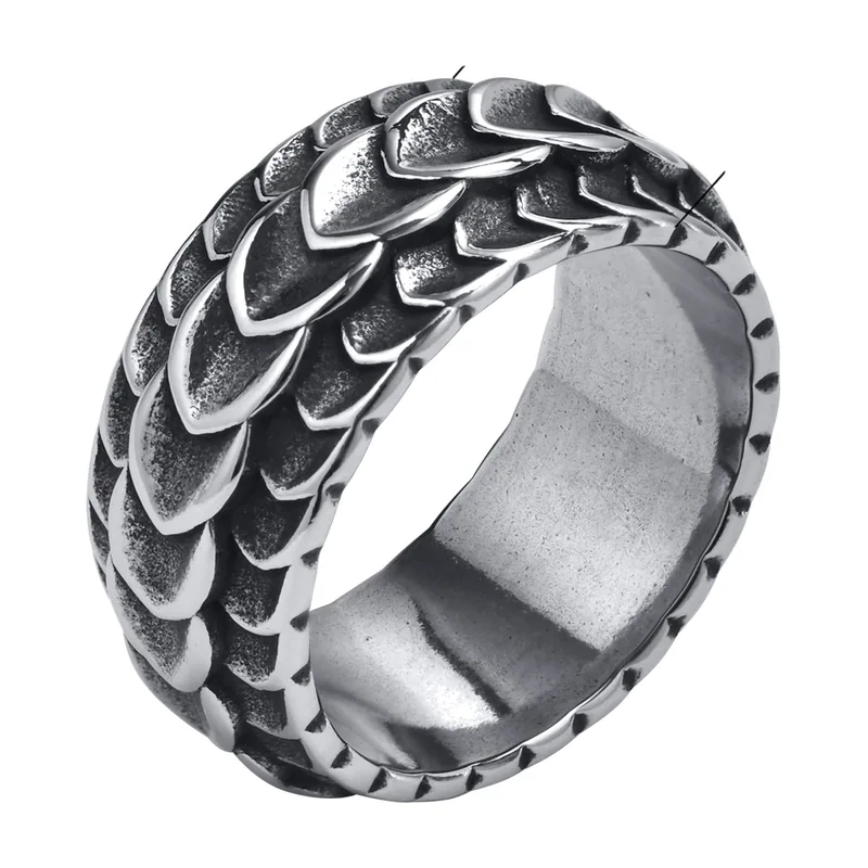 Drachenschuppen Ring im Wikinger-Stil, Edelstahl