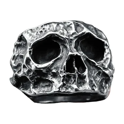 Anello Statement con Teschio Spezzato, Acciaio Inox